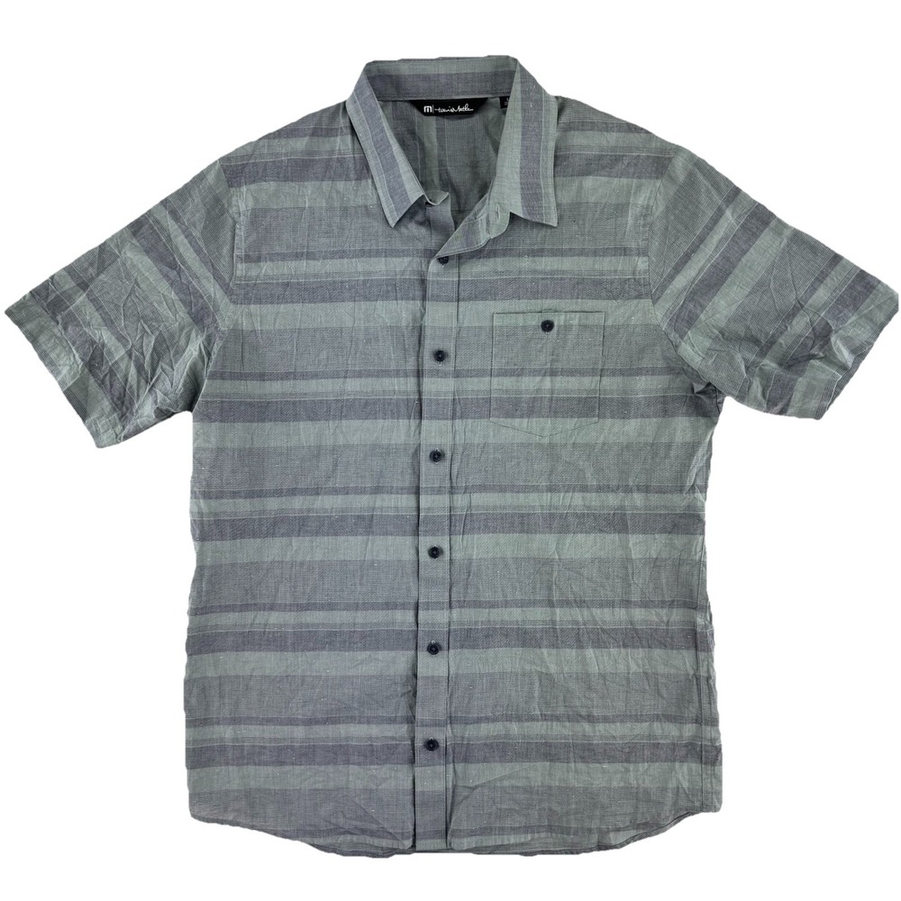 Travis Mathew Short Sleeve Button Up Shirt Mens Large Blue